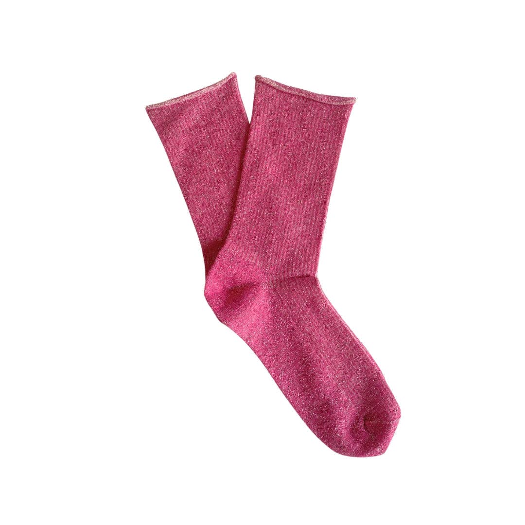KLUE Glitter Lurex-Socken aus umweltfreundlichem Lyocell | Fuchsia: 36-40