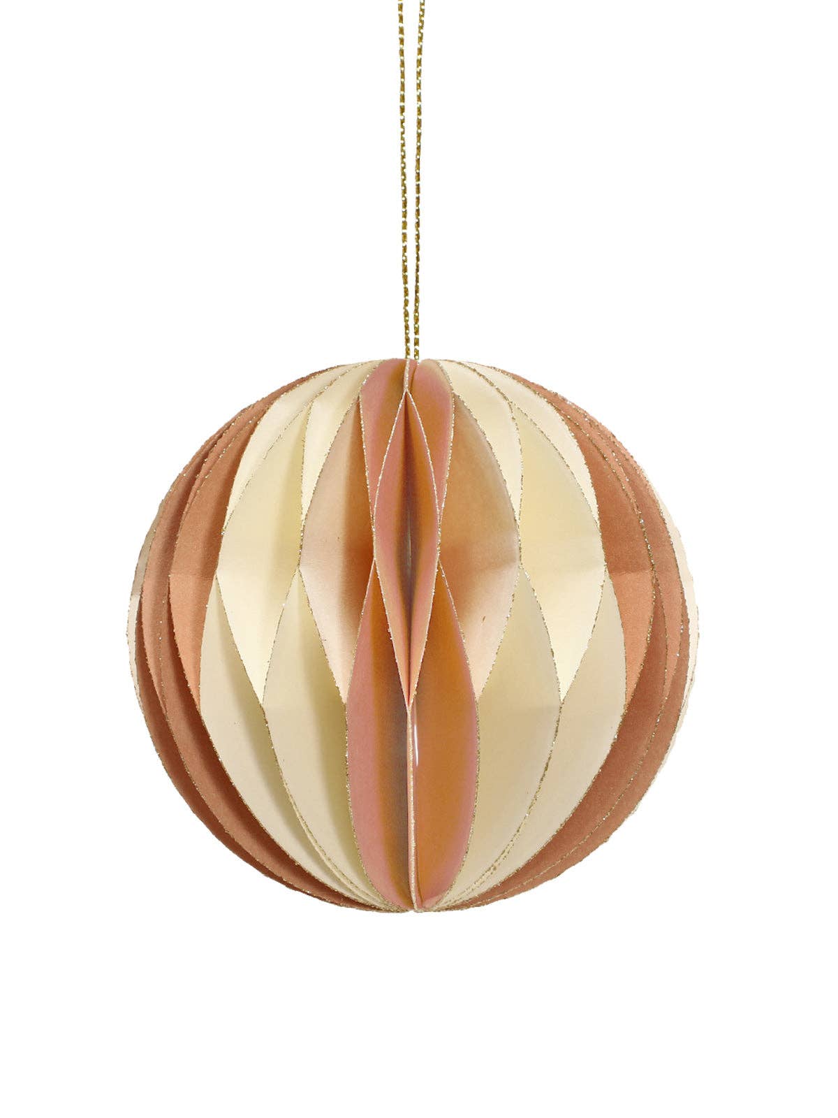 Papier Weihnachtsschmuck Kugel gestreift: Braun