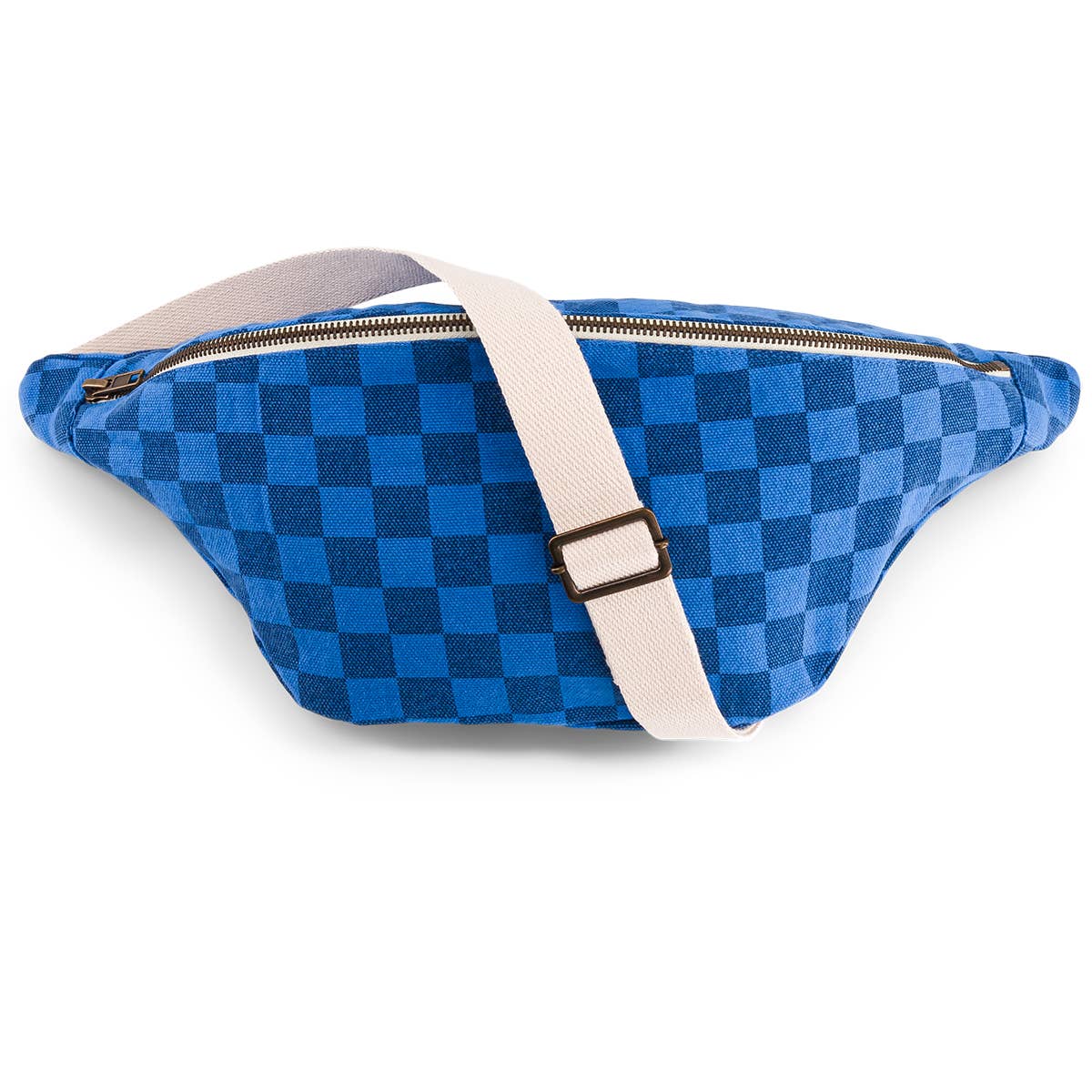 GRIECHISCH-BLAU/MARINEBLAUE KARIERTE GÜRTELTASCHE