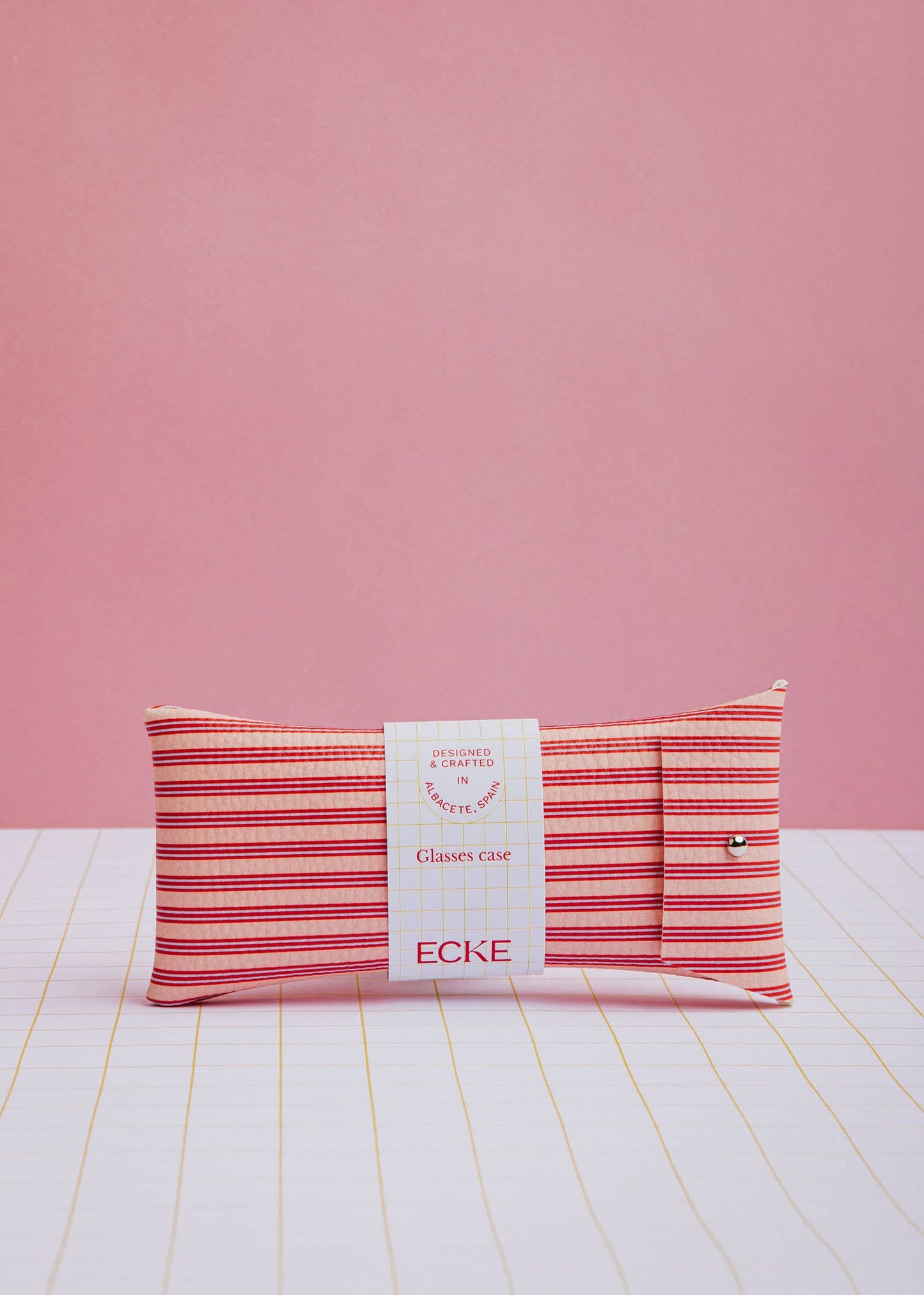 ECKE - Sonnenbrillen- und Brillenetui mit korallenroten Streifen