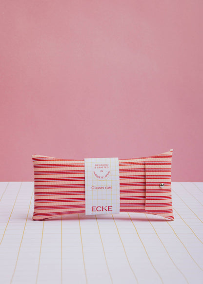 ECKE - Sonnenbrillen- und Brillenetui mit korallenroten Streifen