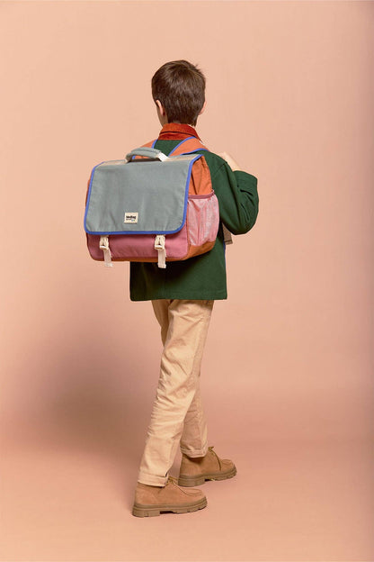 Hindbag - Léo Tricolore Schulranzen - Salbei