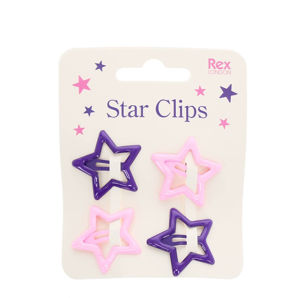 REX - Stern-Haarspangen (4er-Set) – Pink und Lila