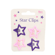 REX - Stern-Haarspangen (4er-Set) – Pink und Lila