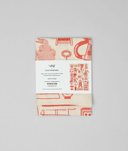Wrap - Kaffeezeit Geschirrtuch Rot/Beige