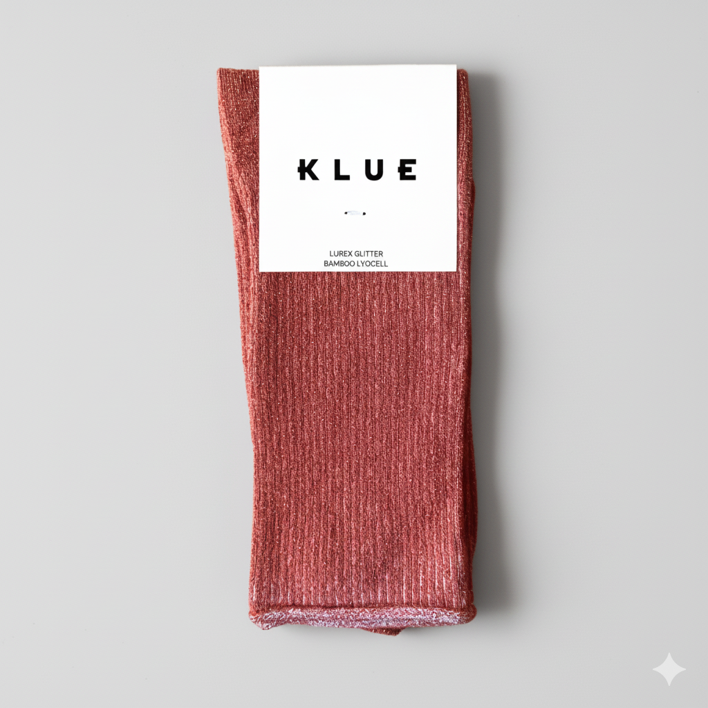 KLUE Glitter-Lurex-Socken aus umweltfreundlichem Lyocell | Ziegel: 36-40