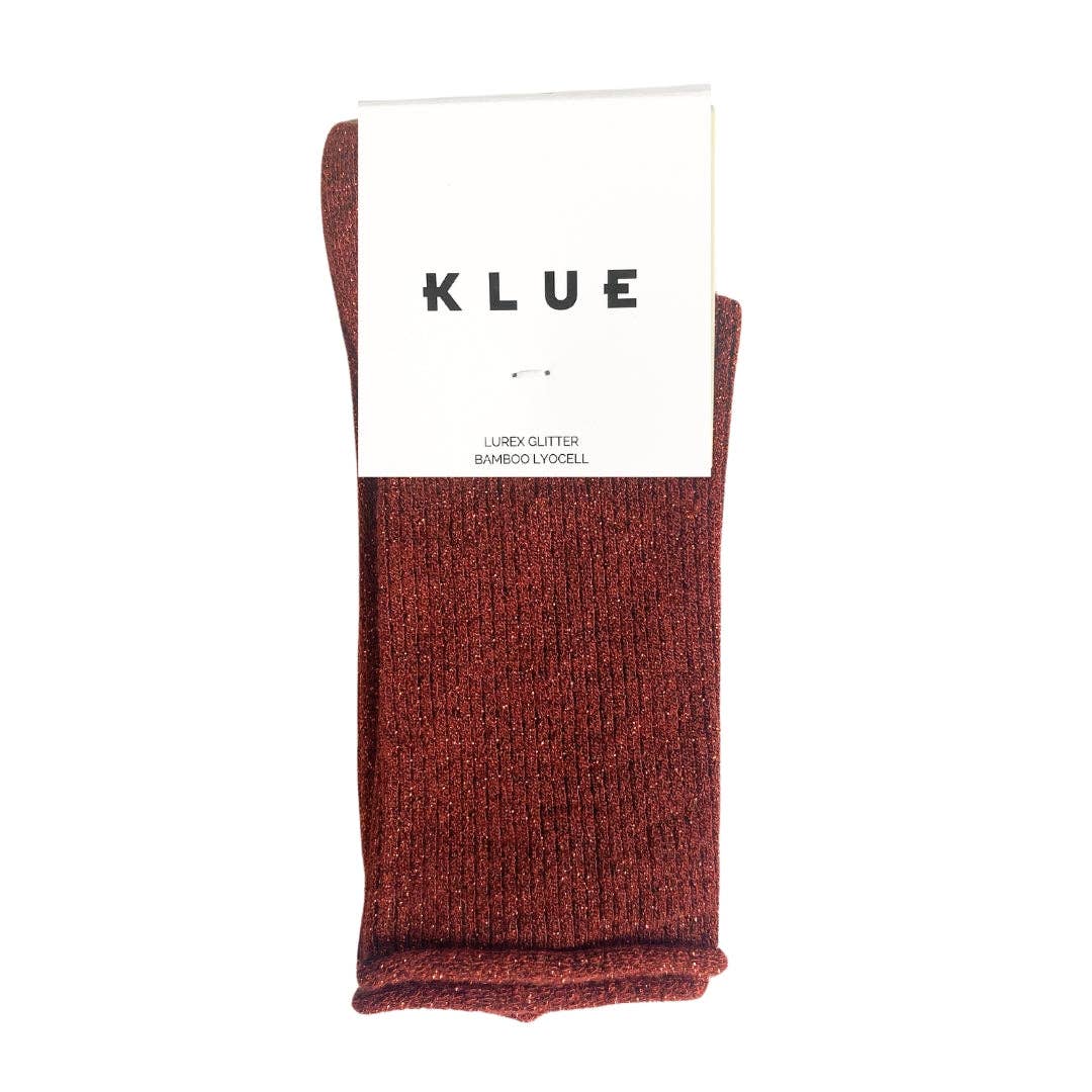 KLUE Glitter Lurex-Socken aus umweltfreundlichem Lyocell | Rot: 36-40
