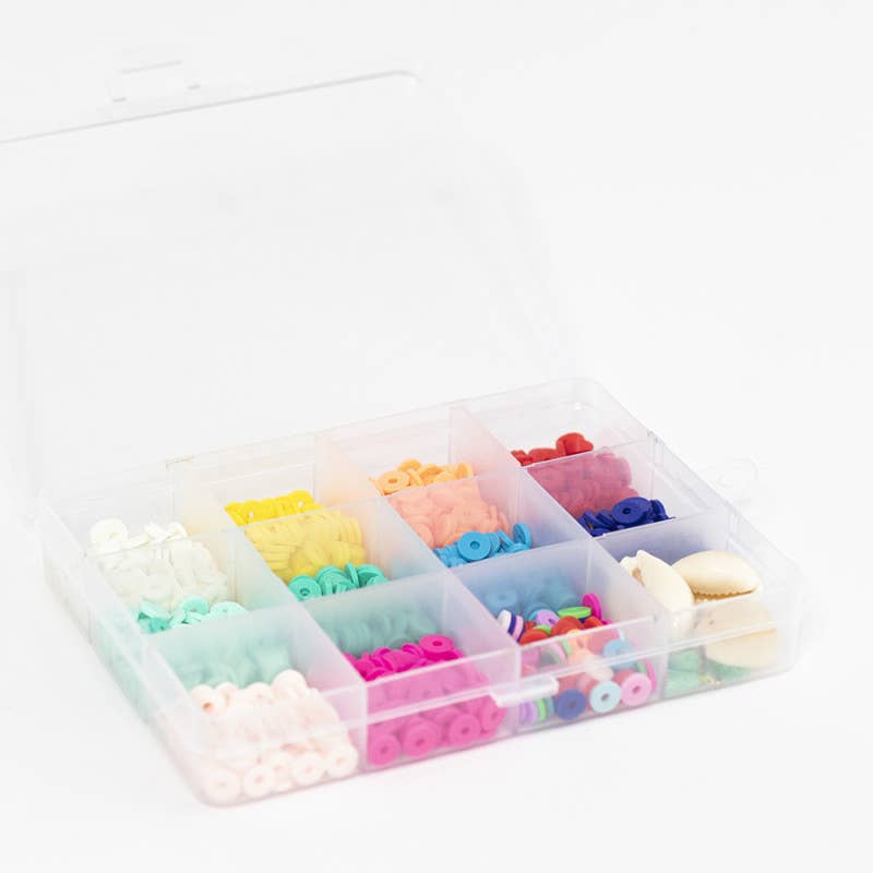 Packung mit 11 Heishi-Perlen in POP-Farben und Zubehör, 6 mm