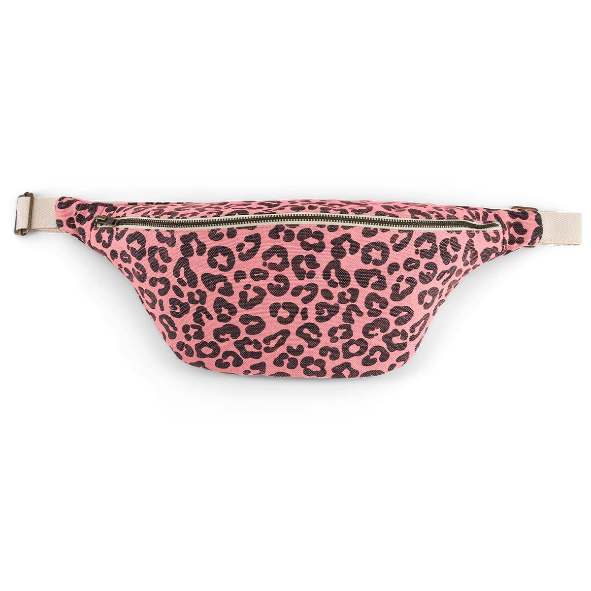 Rose in April - Damen Bauchtasche mit Leopardenmuster: Erdbeere / Grau