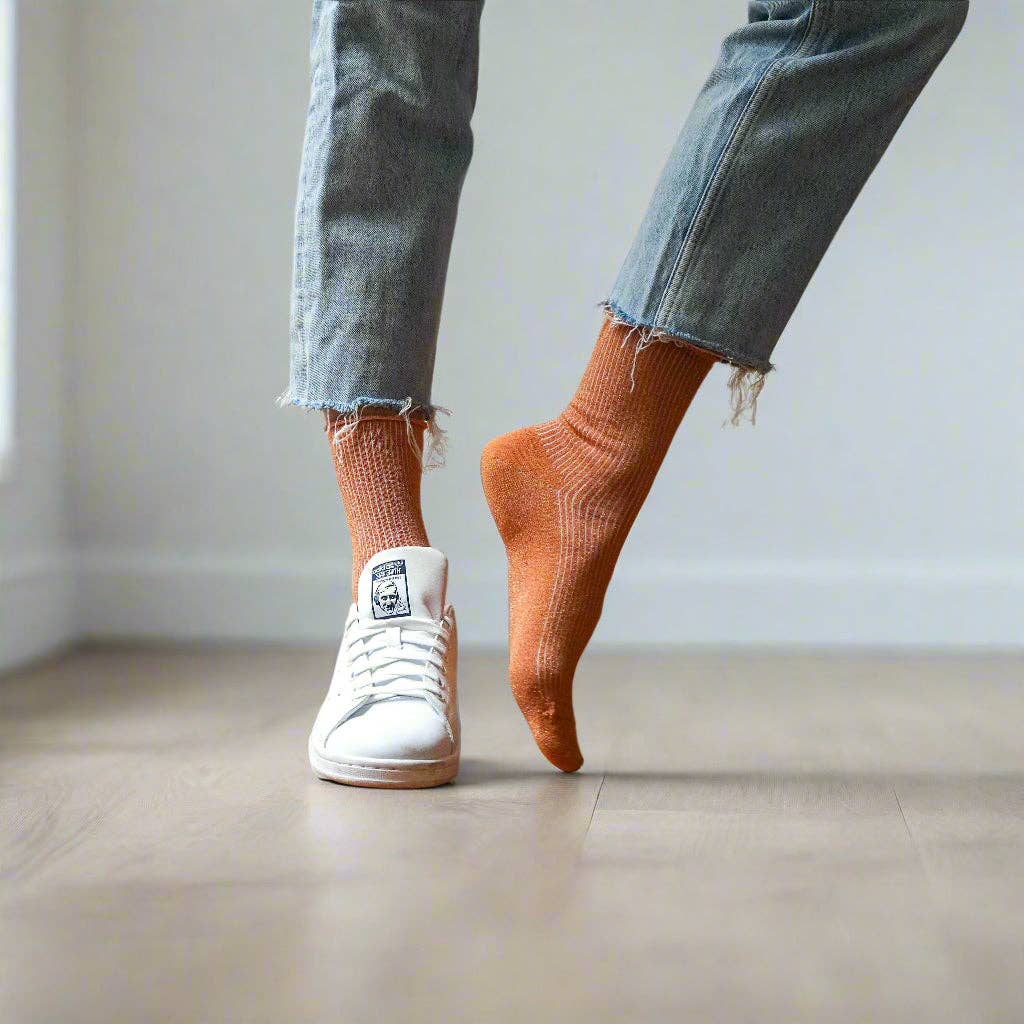 KLUE Glitter-Lurex-Socken aus umweltfreundlichem Lyocell | Terrakotta: 36-40