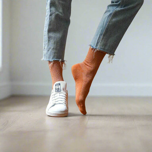 KLUE Glitter-Lurex-Socken aus umweltfreundlichem Lyocell | Terrakotta: 36-40