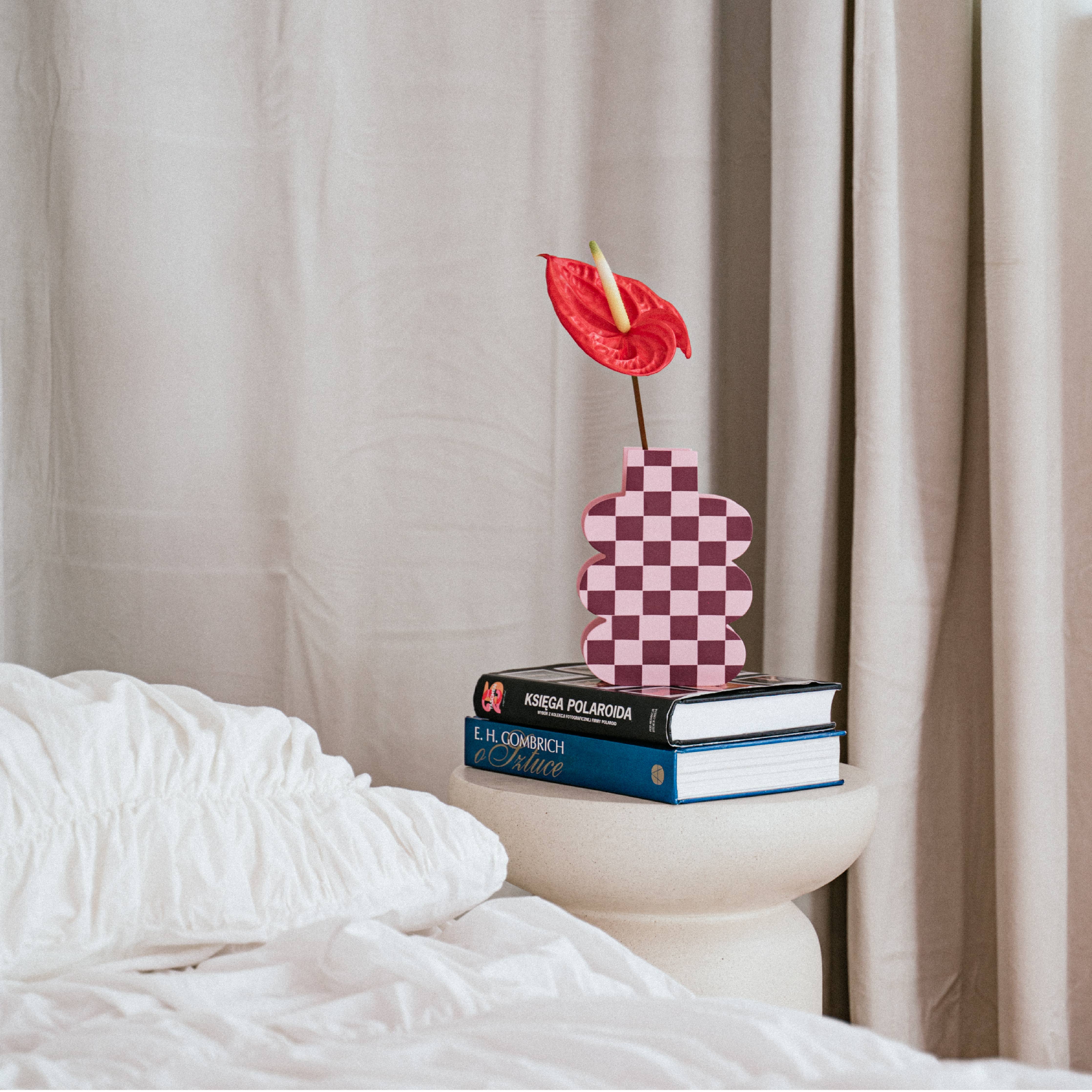 milin - PINK CHECK Holzvase