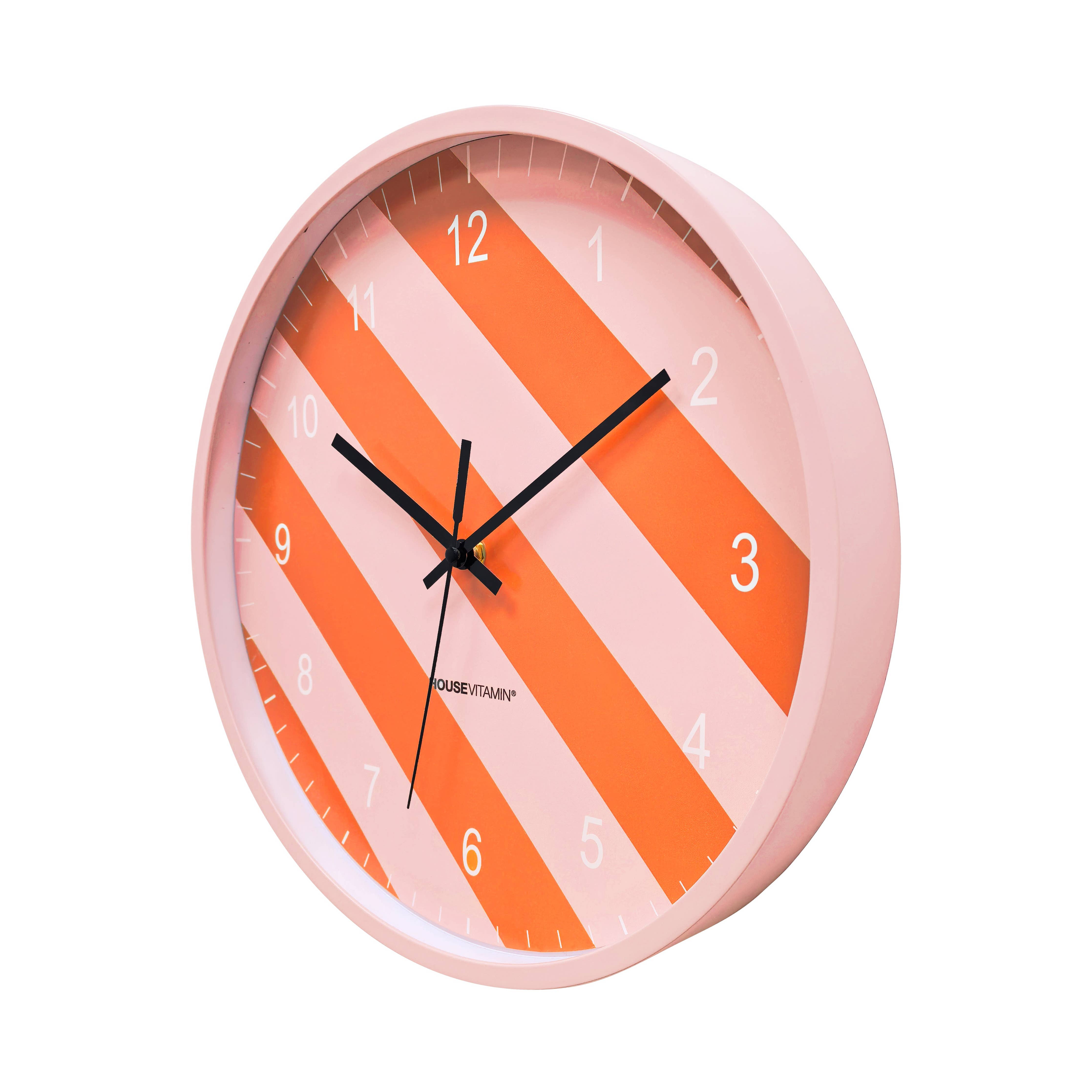 Wanduhr - Gestreiftes Muster - Orange/Pink - 34x4x34cm