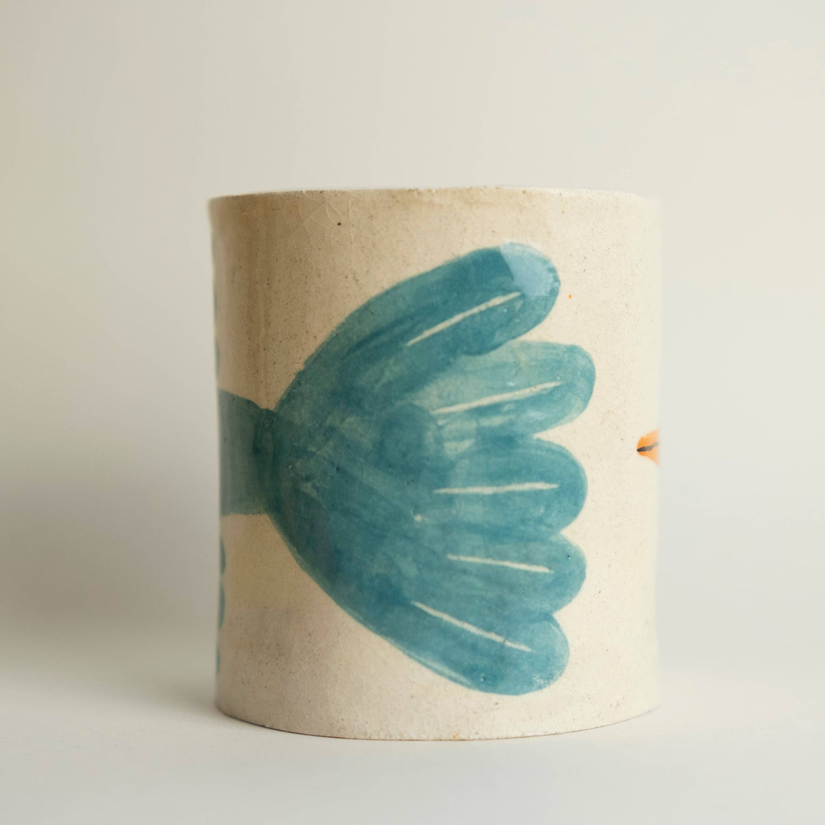 Matilde Horta - Blauer Vogel - Keramischer Stifthalterbecher - 95x70x70mm