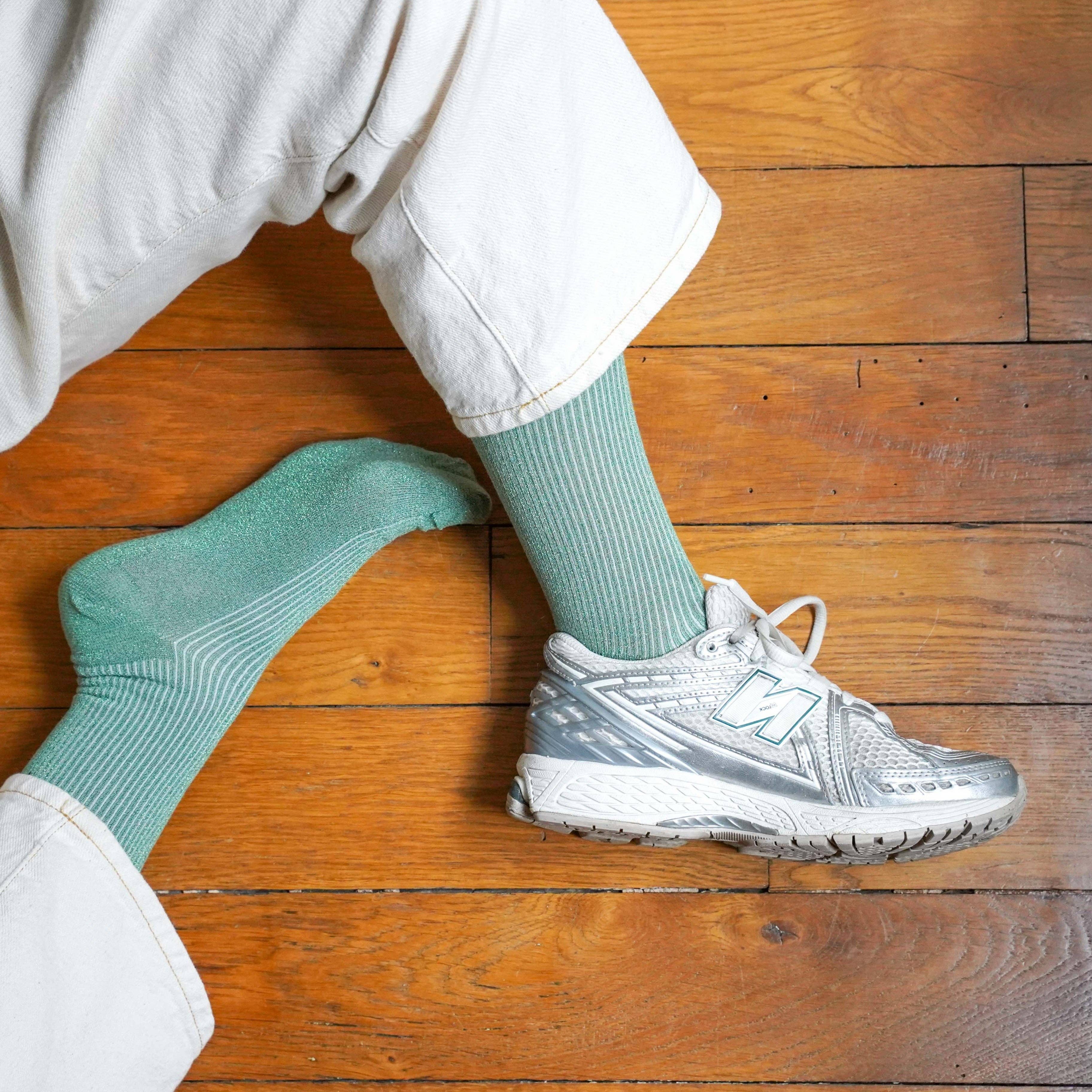 KLUE Glitter-Lurex-Socken aus umweltfreundlichem Lyocell | Mintgrün: 36-40