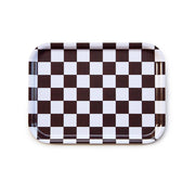 Blu Kat - CHECKER Serviertablett - Espresso/Creme  - 27x20 cm