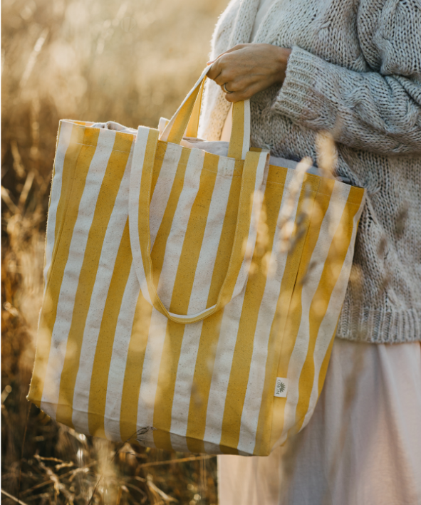 OMO - Gestreifte Tragetasche Yellow