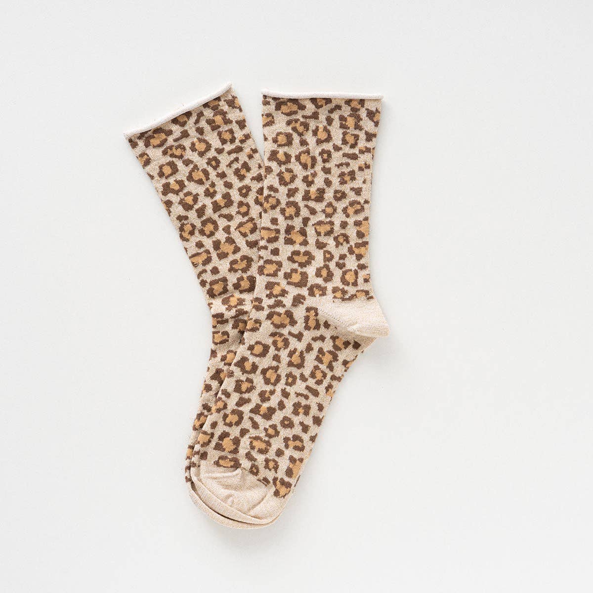 KLUE Glitter-Lurex-Socken aus umweltfreundlichem Lyocell | Leopard beige: 36-40