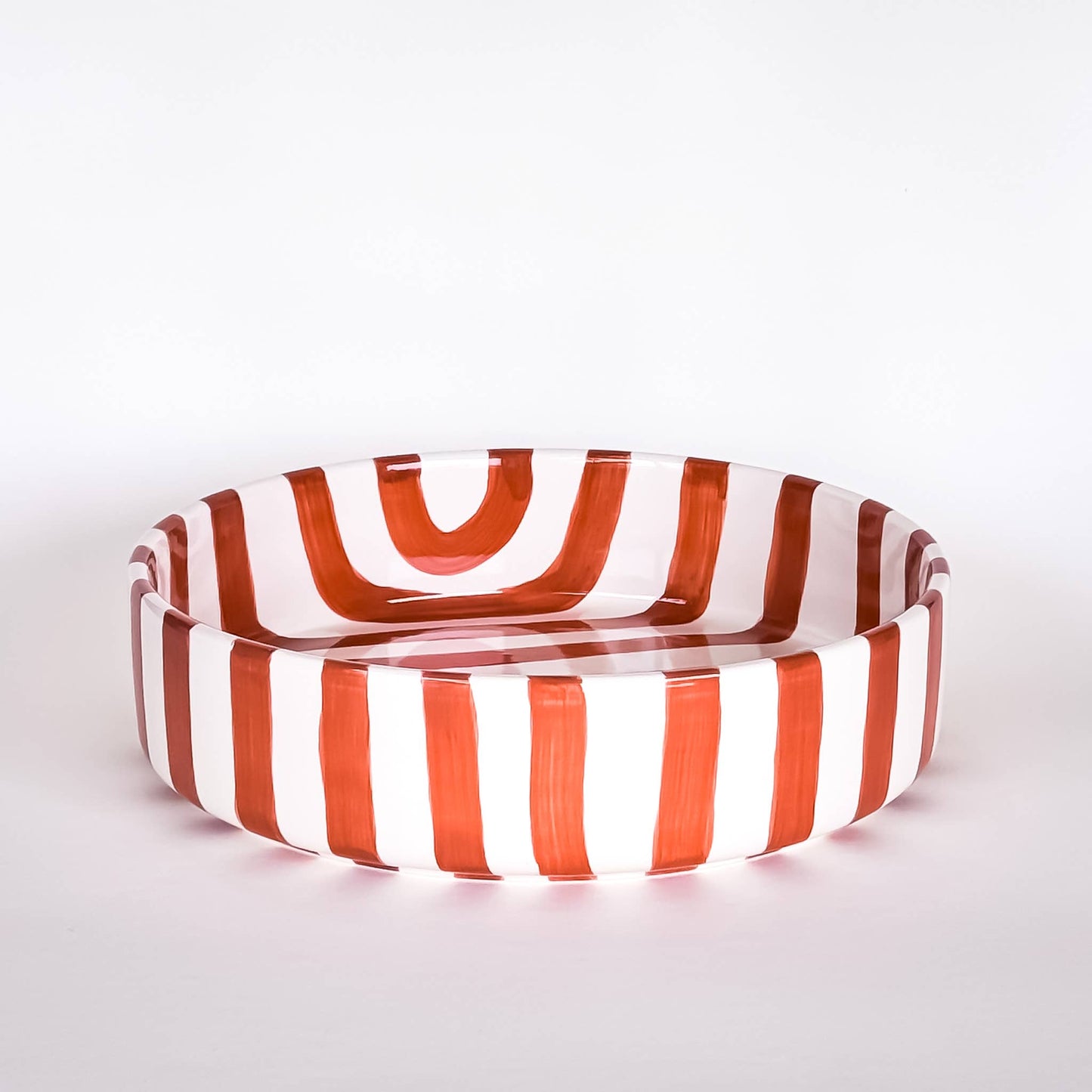 Magazin Minori - Schale gross  Stripes - cotto orange