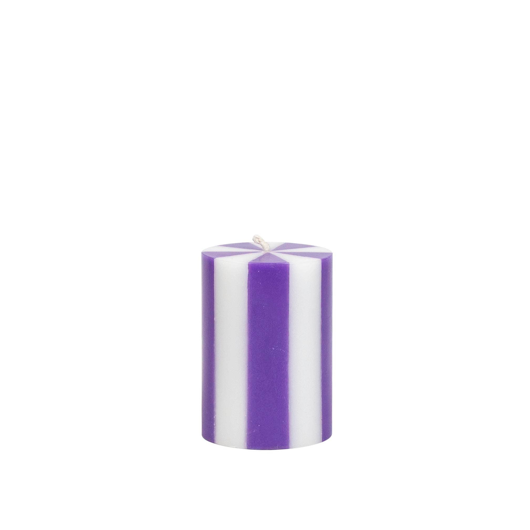 YOD&CO Kerze Stripe Säule S: Amethyst / Weiß