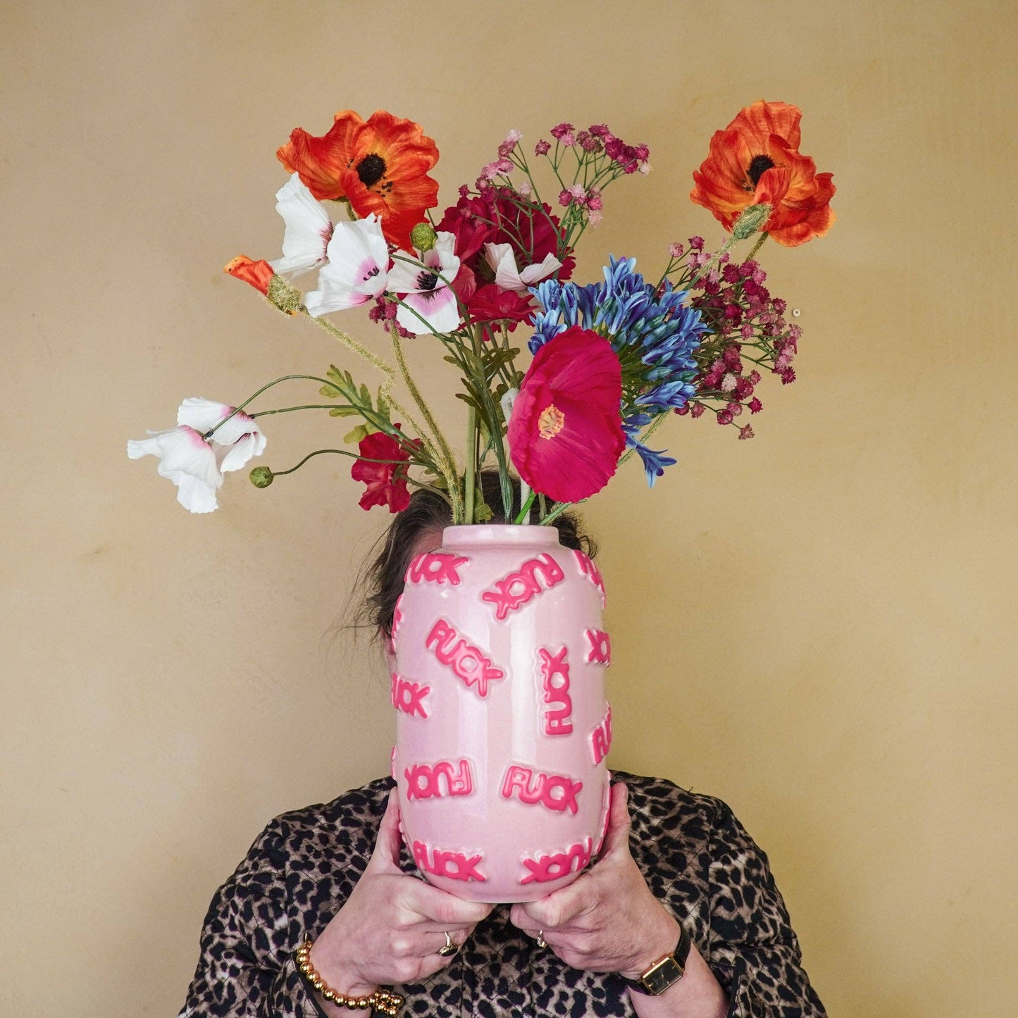 Vase - 'FUCK' - Keramik - Rosa