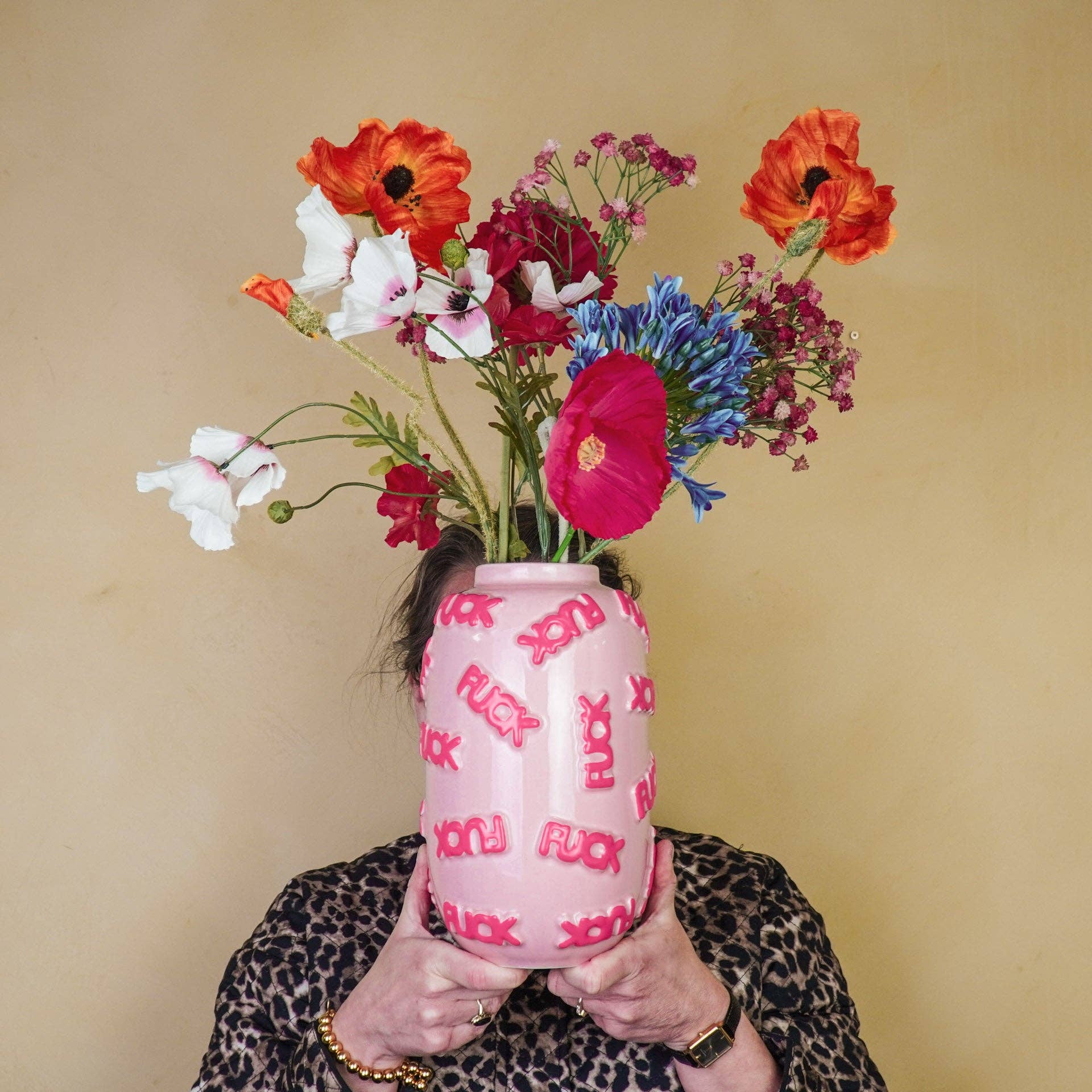 Vase - 'FUCK' - Keramik - Rosa