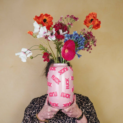 Vase - 'FUCK' - Keramik - Rosa