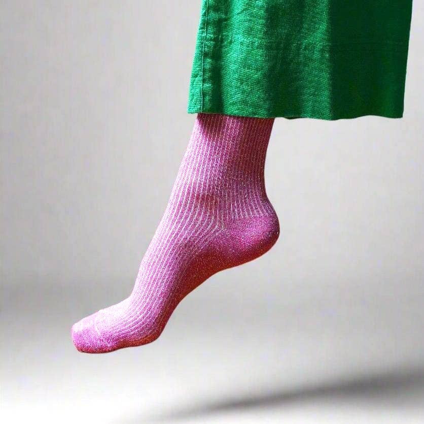 KLUE Glitter Lurex-Socken aus umweltfreundlichem Lyocell | Fuchsia: 36-40