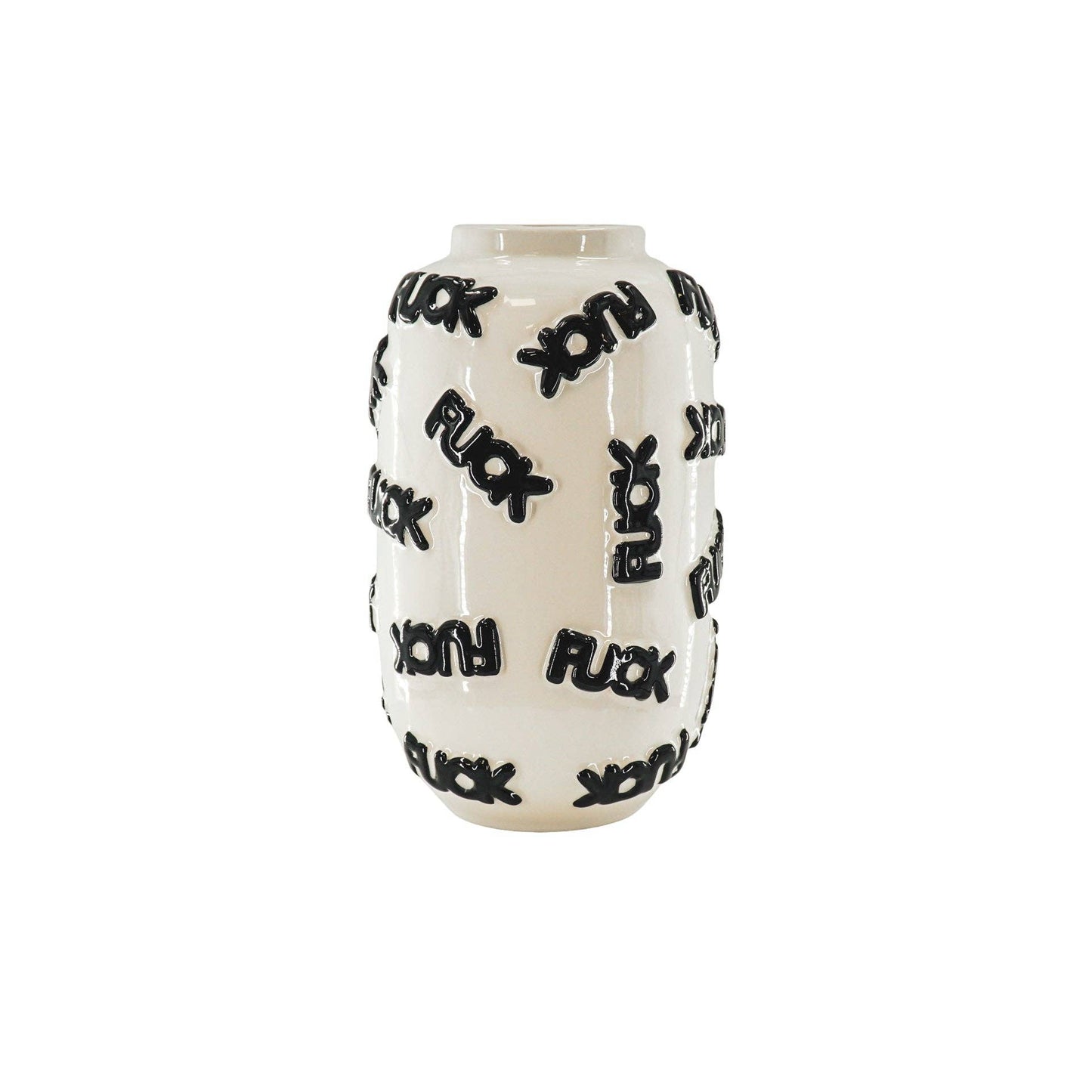 Vase - 'FUCK' - Keramik - Weiß/Schwarz