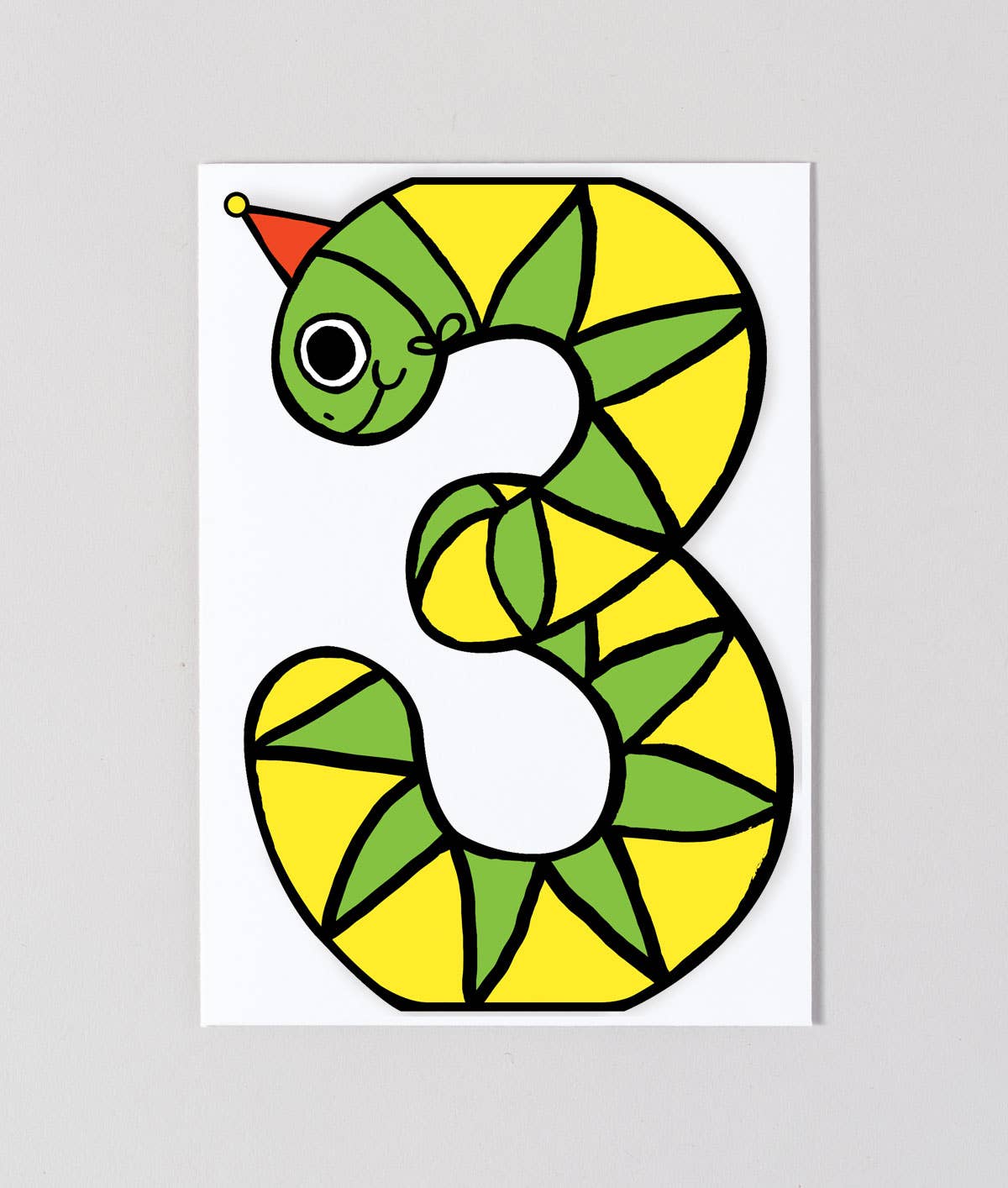 Geburtstagskarte für Kinder mit der Aufschrift Snake 3rd Birthday