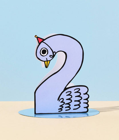 Geburtstagskarte für Kinder mit der Aufschrift „Swan 2nd Birthday“