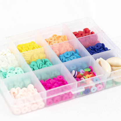 Packung mit 11 Heishi-Perlen in POP-Farben und Zubehör, 6 mm