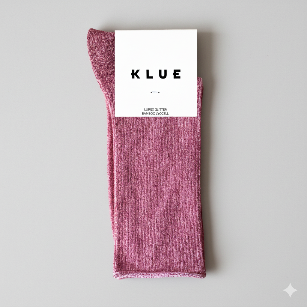 KLUE Glitter-Lurex-Socken aus umweltfreundlichem Lyocell | Erdbeerrot: 36-40