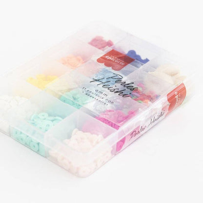 Packung mit 11 Heishi-Perlen in POP-Farben und Zubehör, 6 mm