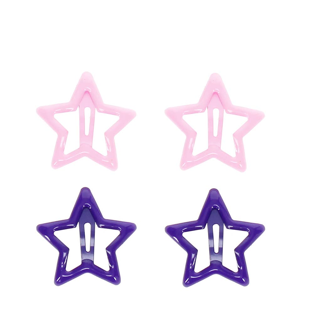 REX - Stern-Haarspangen (4er-Set) – Pink und Lila