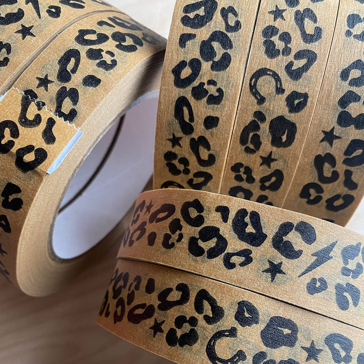 Umweltfreundliches Kraftpapier-Klebeband mit schwarzem Leopardenmuster