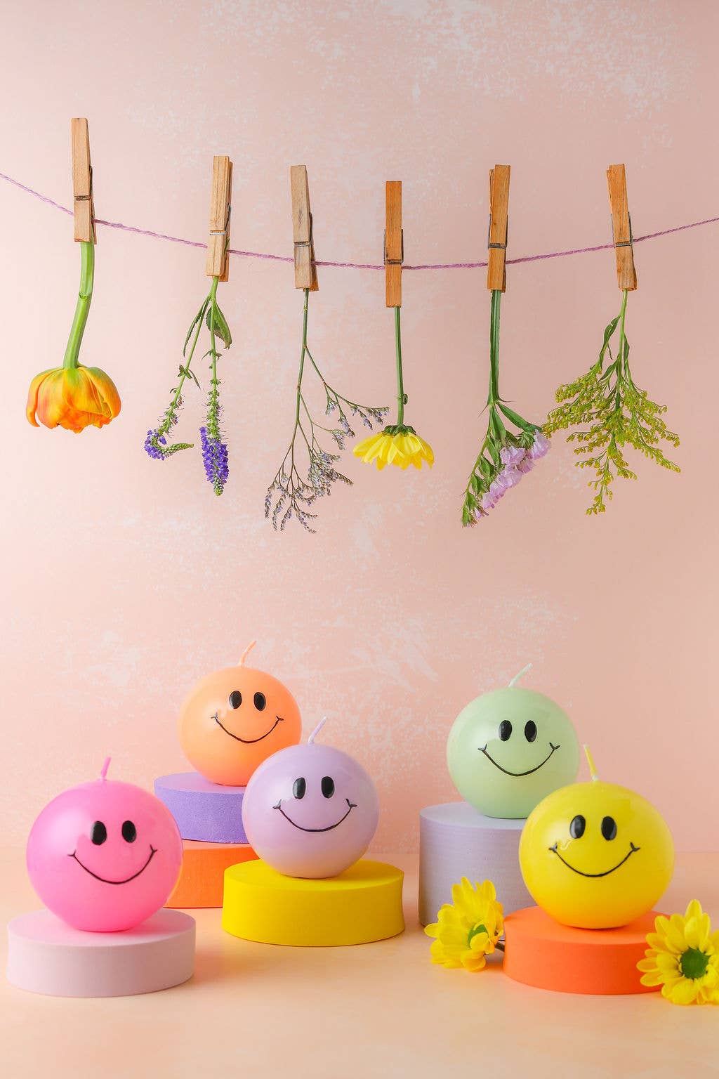Smiley-Kerze - Hotpink