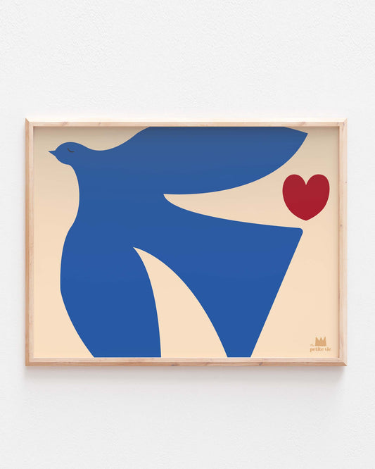 Ma Petite vie - Druck "Blauer Vogel" (30 x 40 cm)