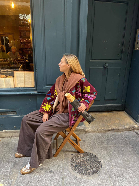 Samtjacke "Tiger" in Bordeaux