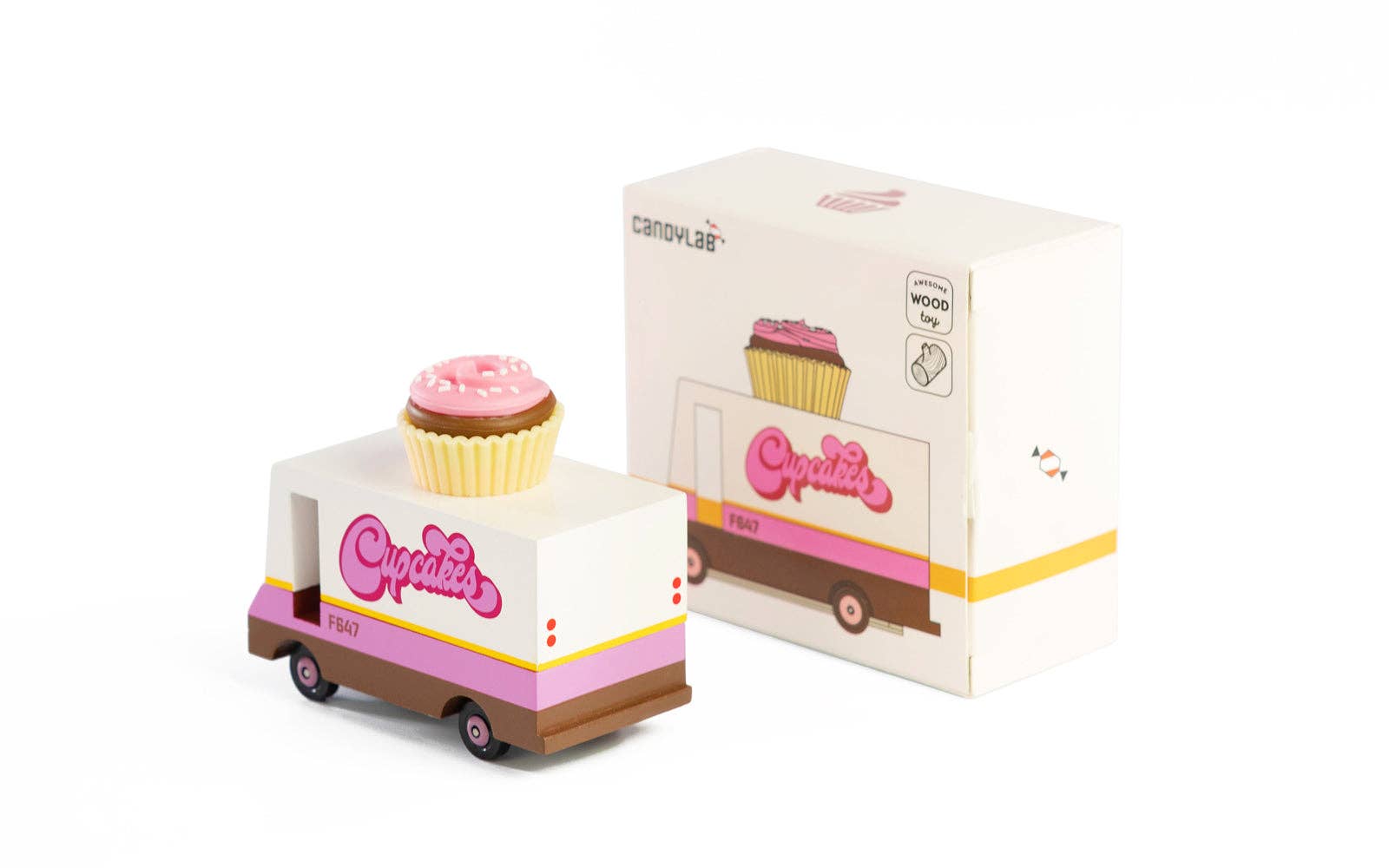 Candylab - Cupcake Van aus Holz mit süßem Cupcake-Dach