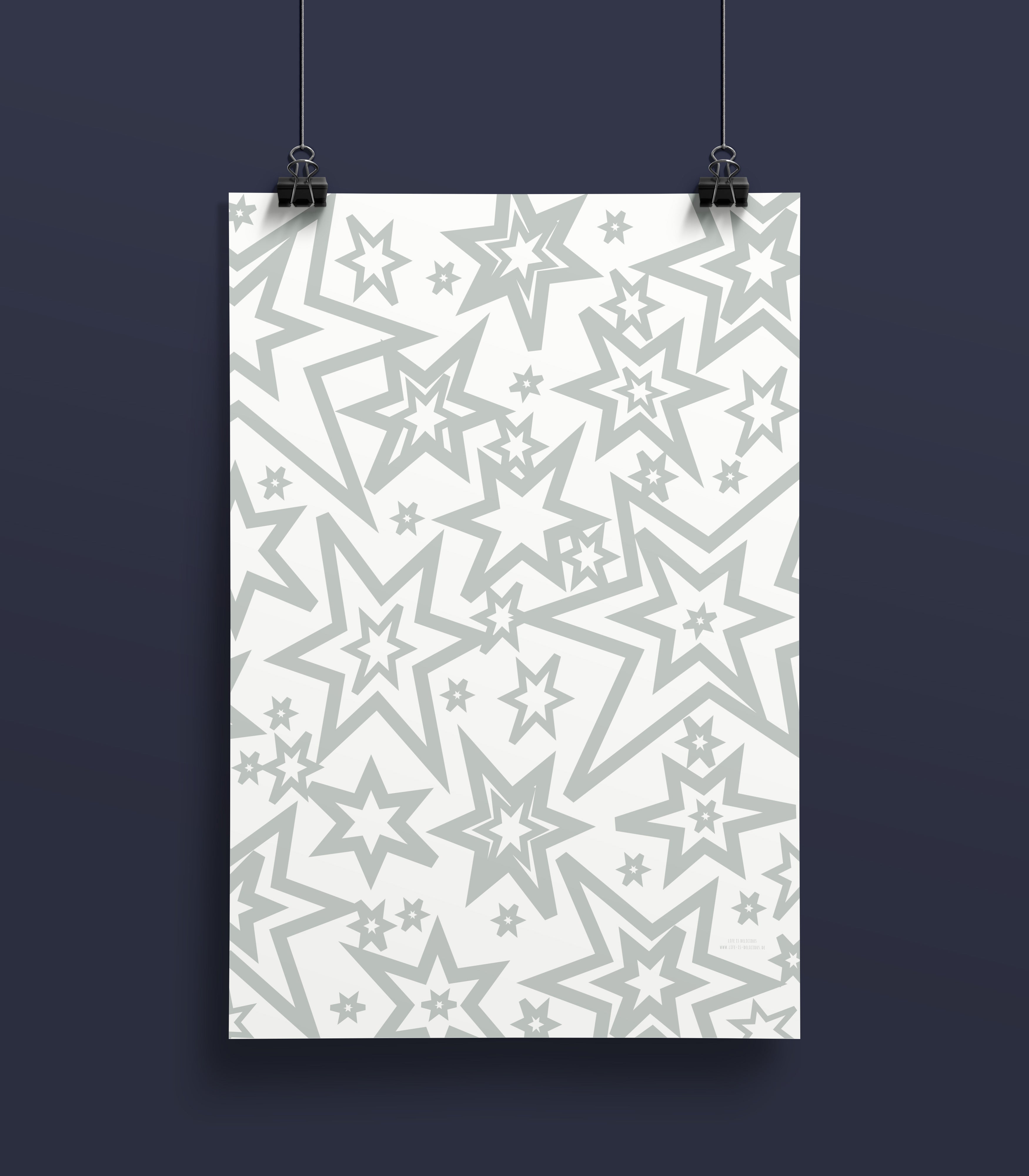 life is delicious - Geschenkpapier Sterne blau