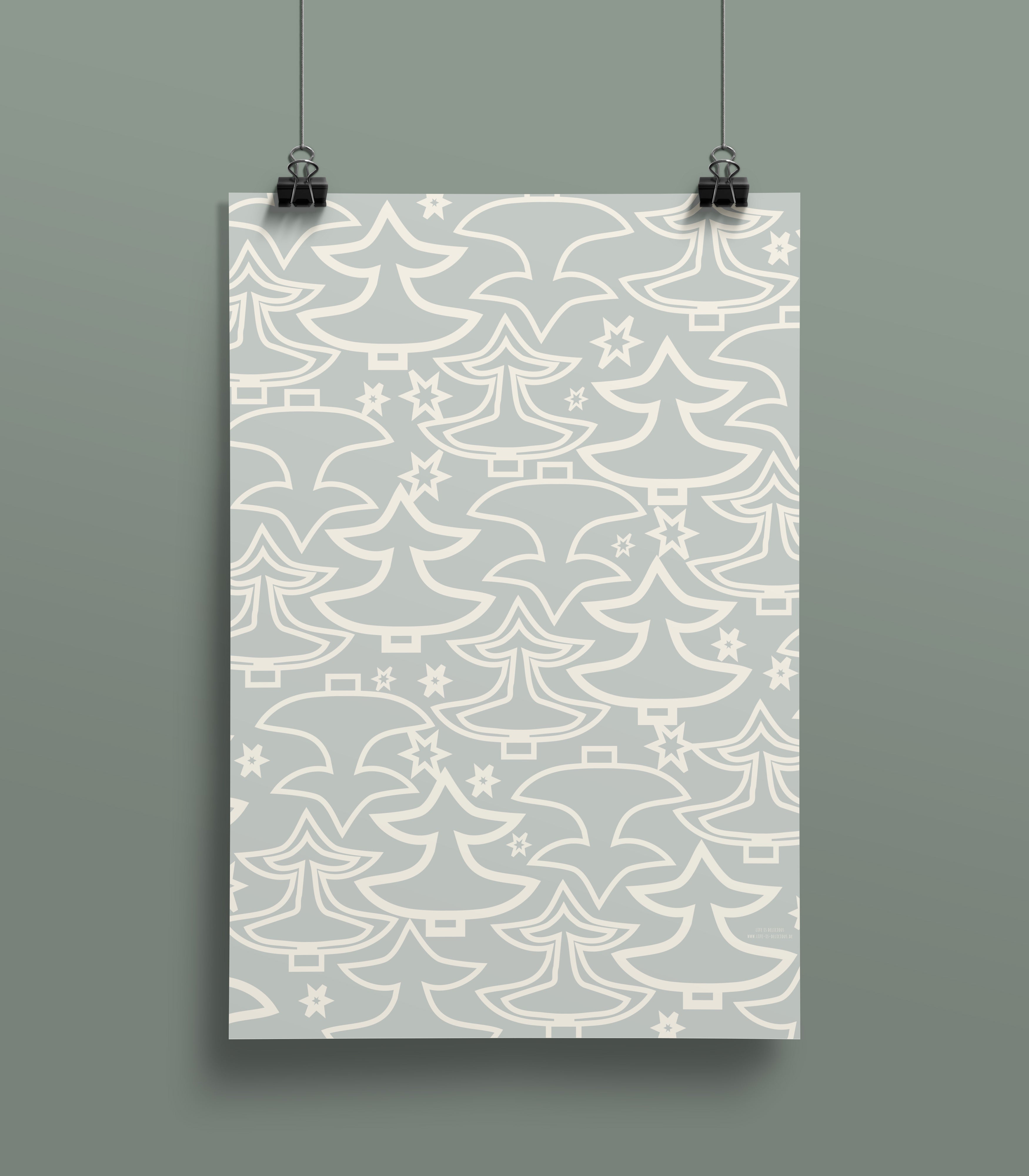 life is delicious - Geschenkpapier Wald blau