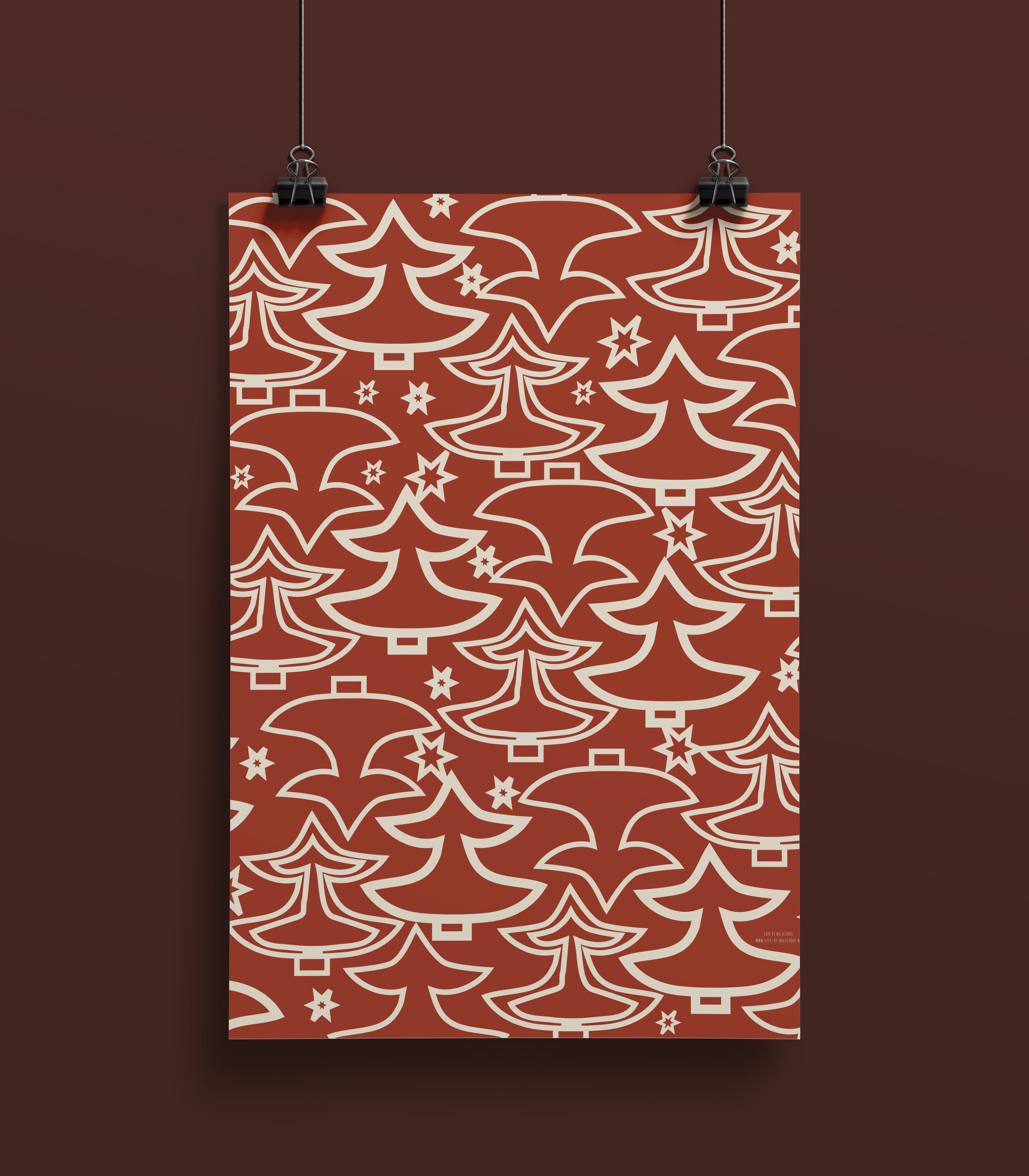 life is delicious - Geschenkpapier Tannen rot