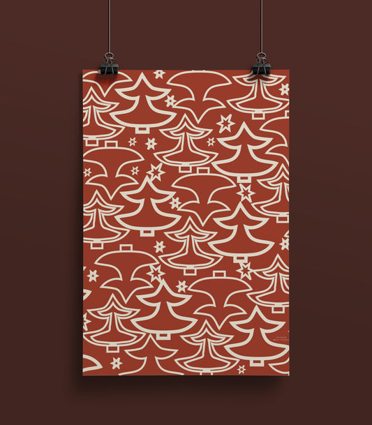 life is delicious - Geschenkpapier Tannen rot