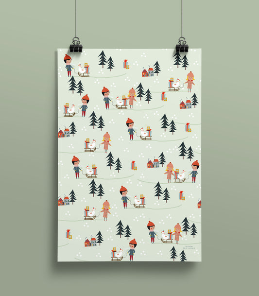 life is delicious - Geschenkpapier Winterlandschaft