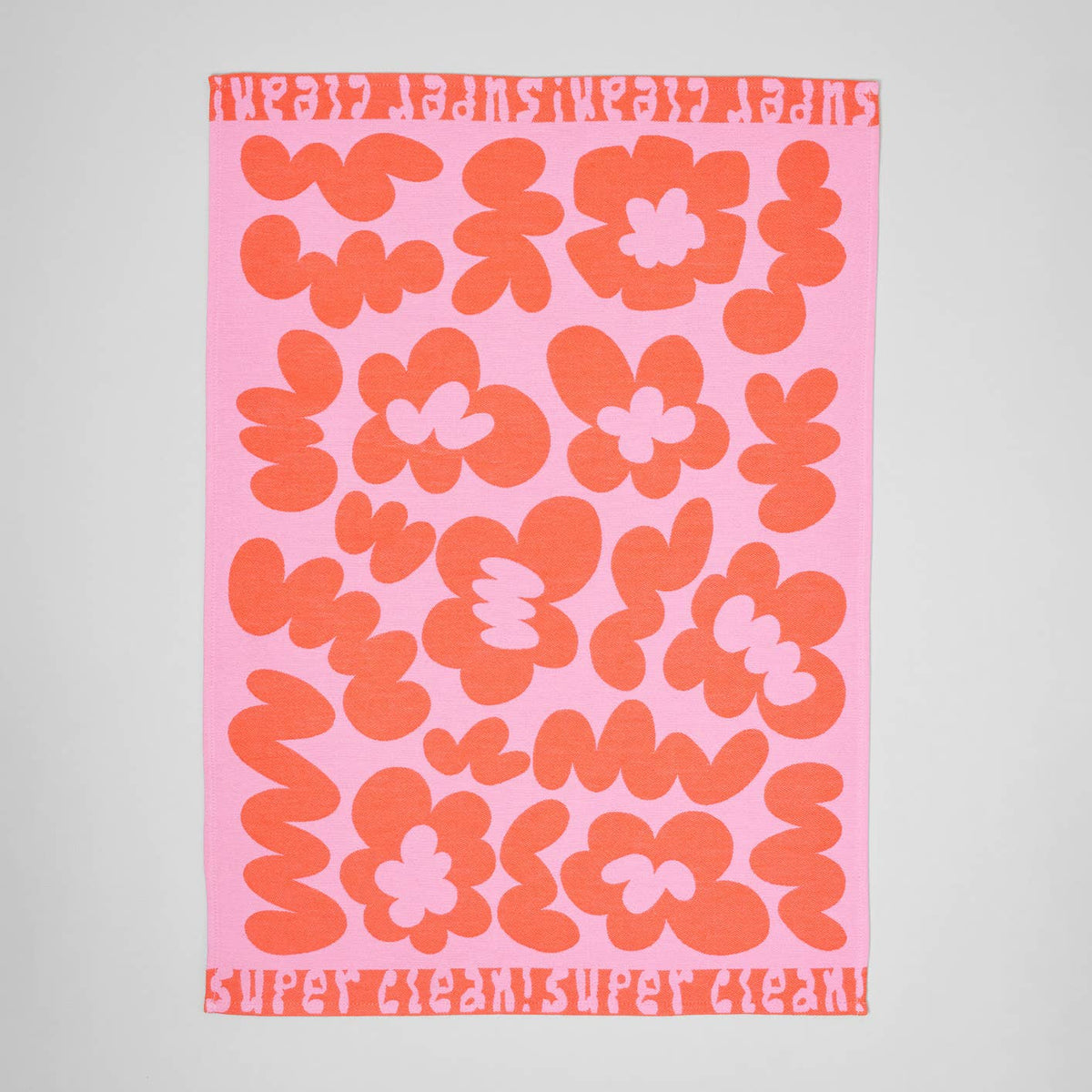 Wrap - Super Clean Blumen Pink/Warmrot gewebtes Baumwoll-Küchentuch