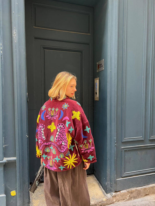 Samtjacke "Tiger" in Bordeaux