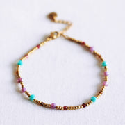 Facettiertes Perlenarmband – Mint/Lila