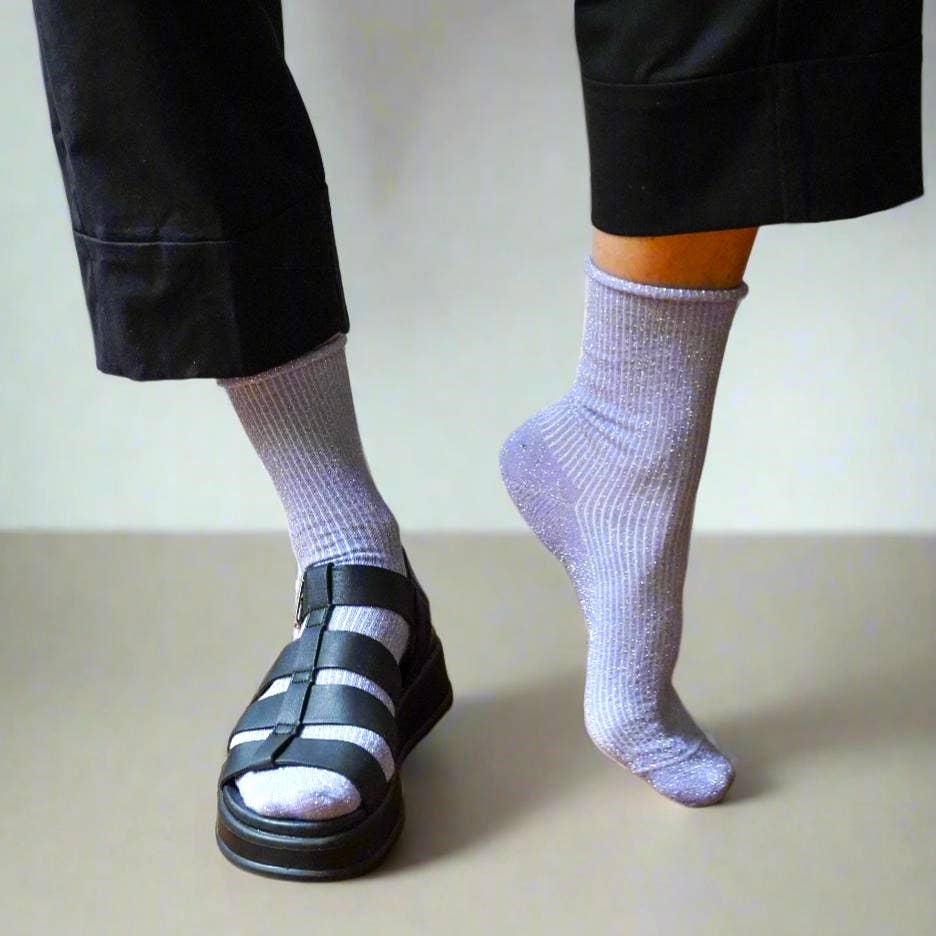 KLUE Glitter Lurex-Socken aus umweltfreundlichem Lyocell | Flieder: 36-40
