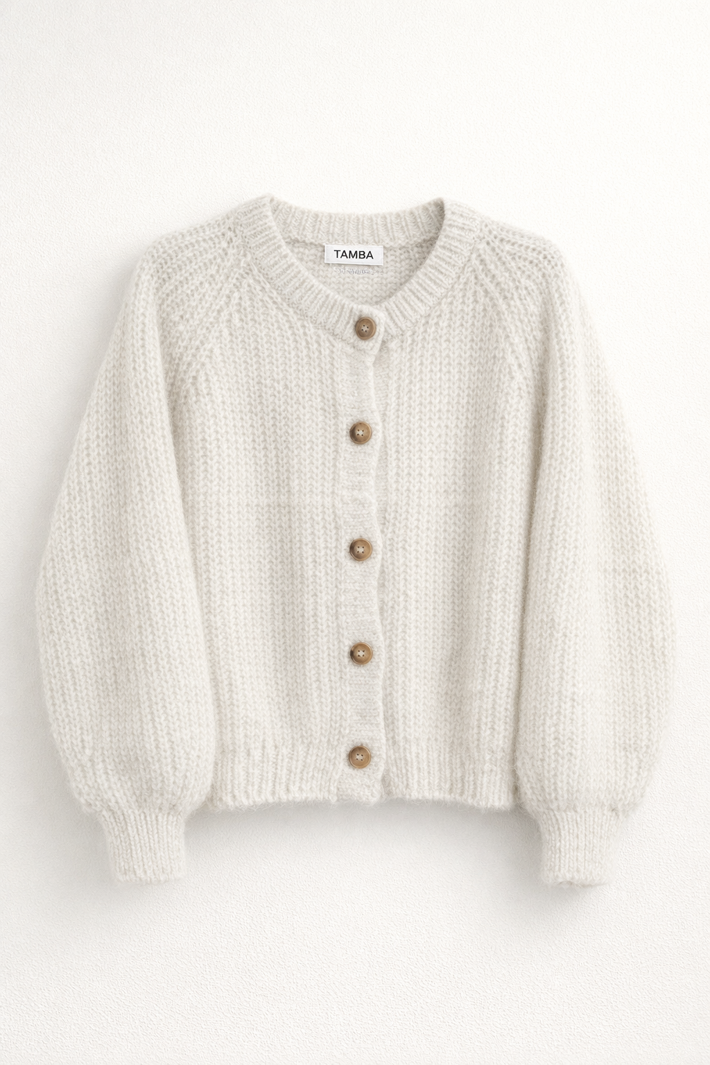 Mohair-Strickjacke mit Knopfleiste
: Off-White / Einheitsgröße